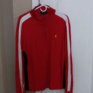 Polo by Ralph Lauren Red and White Zip-Up Sweatshirt